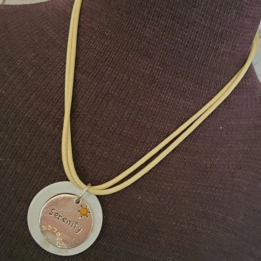 Cream and tan boho Serenity pendant cord necklace